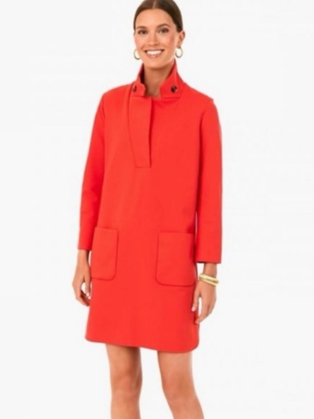 Tuckernuck Coral-Red Emerson Shift Dress with Stand Collar Size XXL